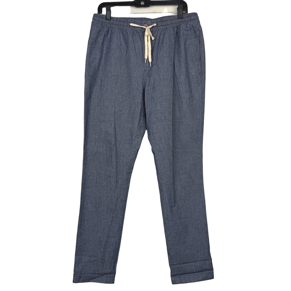 J.Crew Jogger CHAMBRAY Blue Pants Mens 32x30 Cotton Stretch Elastic Waist Casual